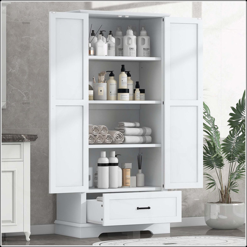 Versatile Tall Bathroom Cabinet with Adjustable Shelves and Ample Storage