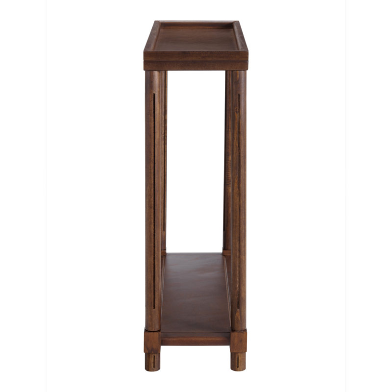 Tables de bout étroites avec tablette, ensemble de 2, Châtaigne