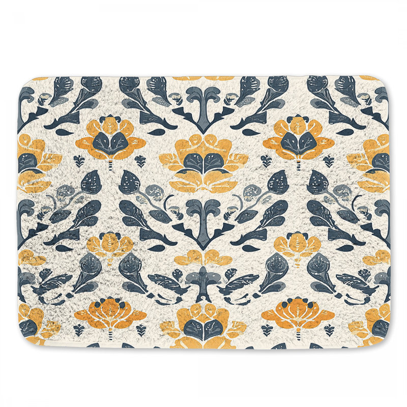 Tapis de bain à imprimé floral, L 34 po x l 21 po