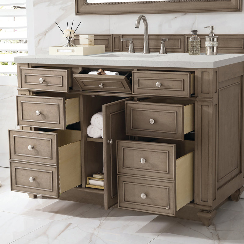 Bristol 48'' W Single Vanity, Whitewashed Walnut, Lime Delight, 8" Widespread