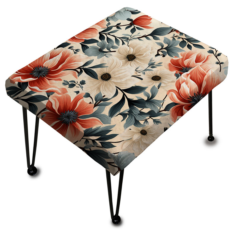 Retro Revival Floral Pattern - Floral Rectangle Ottoman