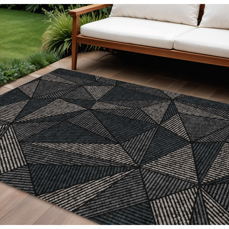 Tapis intérieur / extérieur gris anthracite et gris 9 'X 12'