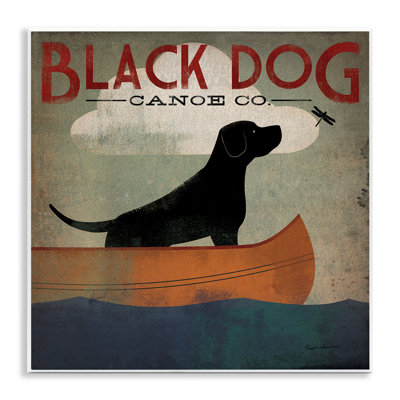 Reproduction d’art sur toile « Black Dog Canoe Company pet Boat » par Ryan Fowler