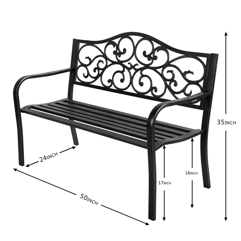 Banc d'extérieur en métal Marlowes, Noir