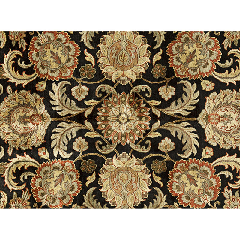 Tapis noir et rouge noué à la main de haute qualité