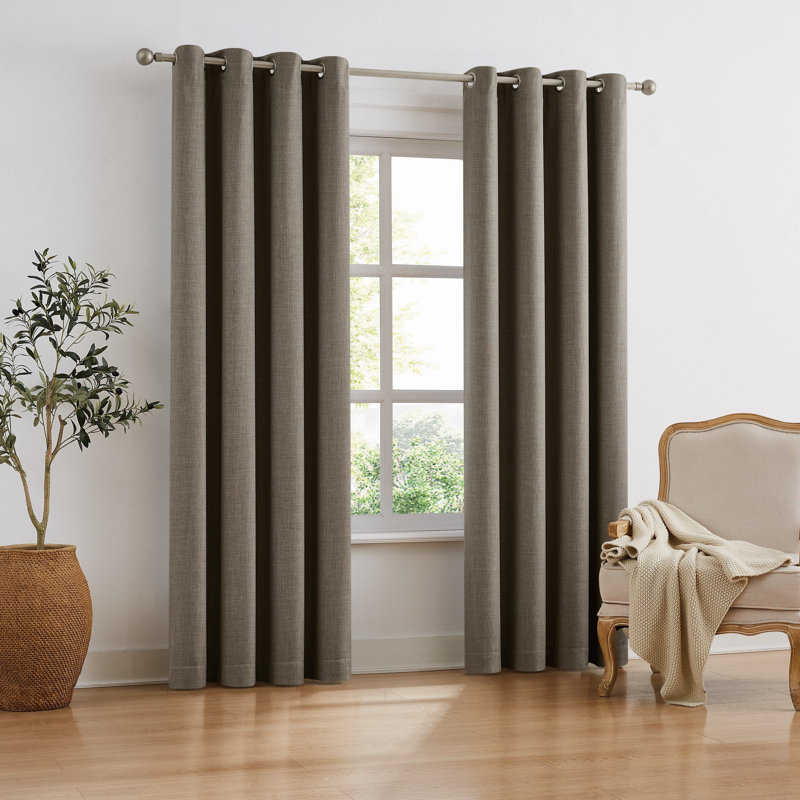 Paire de rideaux occultant avec œillets SUNBARRIER I-SNAP , L 52 po x L 84 po, Champignon