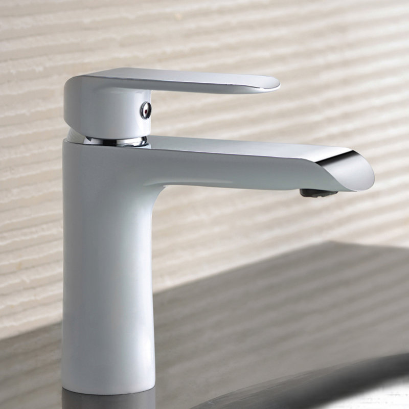 Robinet de salle de bain à un trou - Robinet de lavabo à poignée simple moderne au design épuré et fabrication en laiton durable