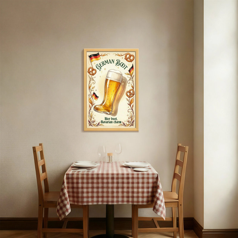 Verre à bière avec drapeaux et bretzels, H 18 po x l 12 po