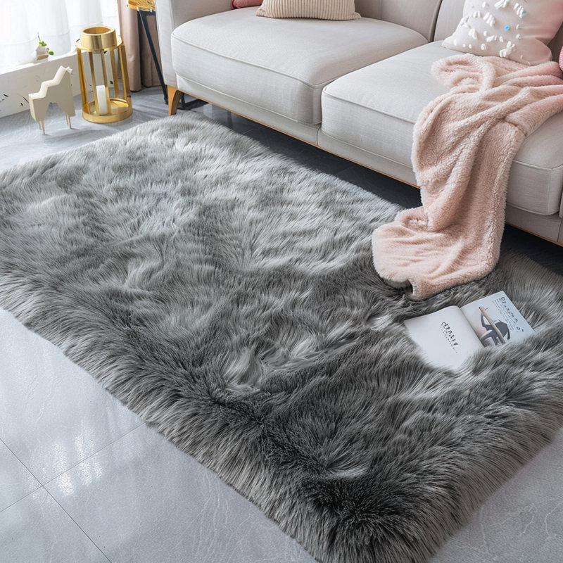 Faux Sheepskin Indoor Rug, Rectangle 6' x 8'