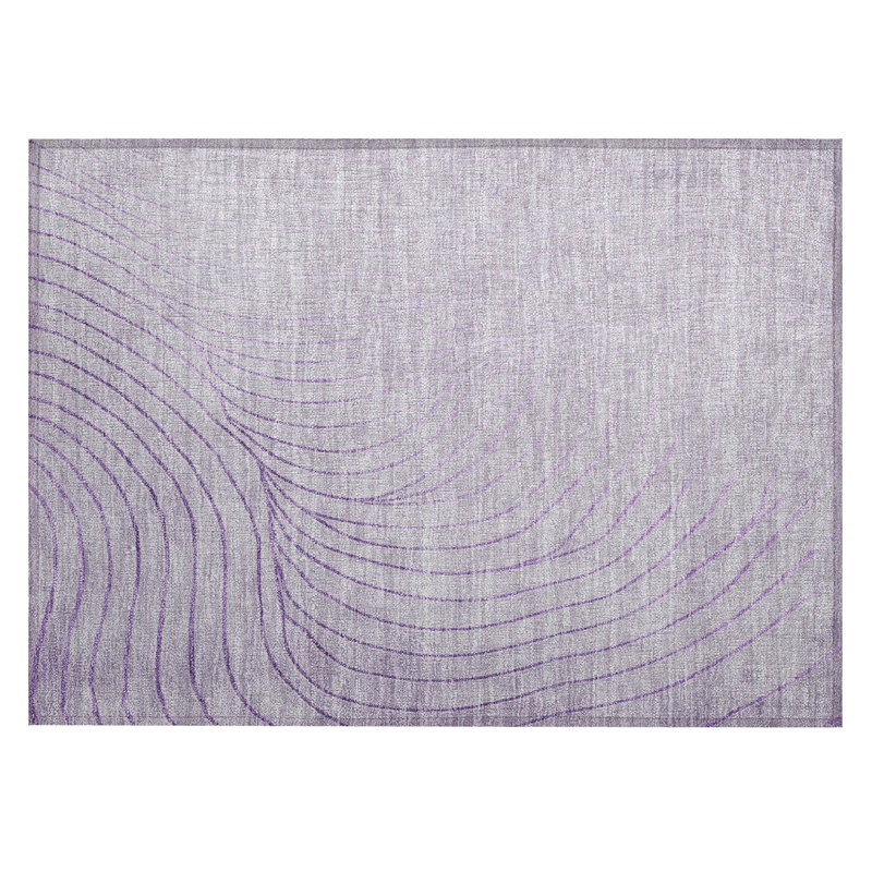 Machine Washable Indoor/Outdoor Xhevrie Lavender Rug, Rectangle 1'8" x 2'6"