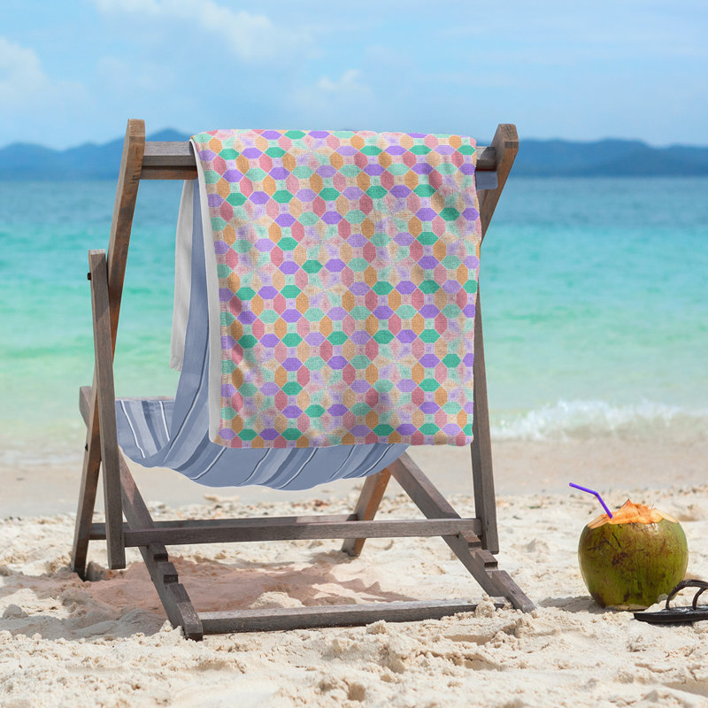Katelyn Elizabeth Cotton Blend Beach Towel, Purple/Orange