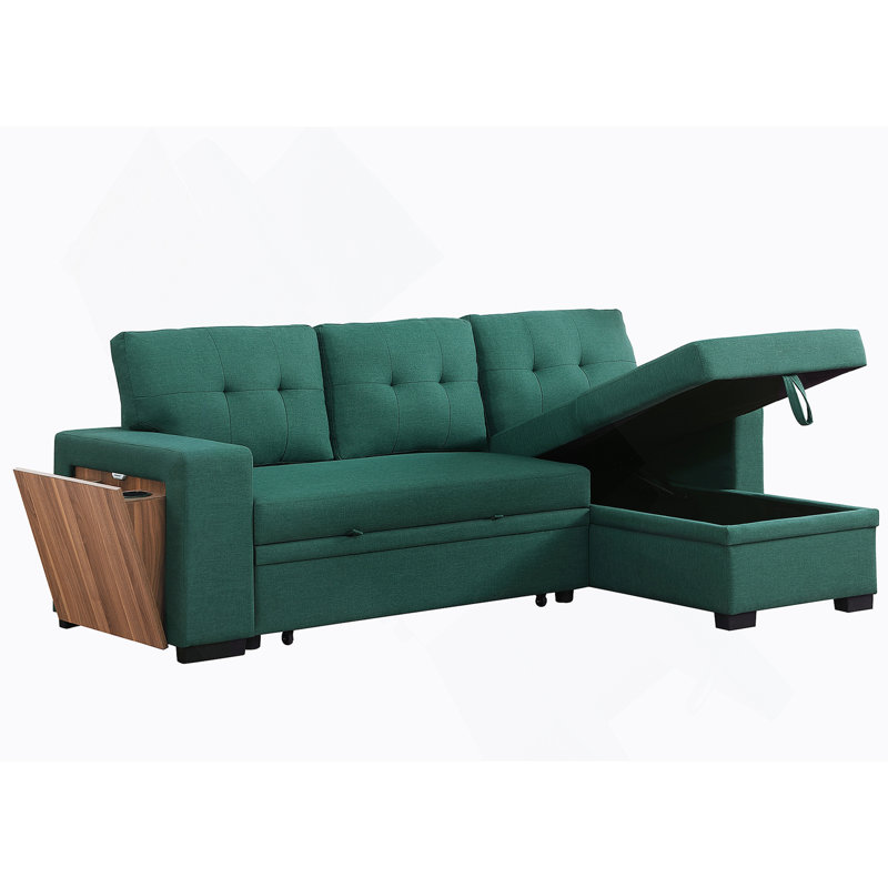 3 - Piece Upholstered Sectional, Green Linen