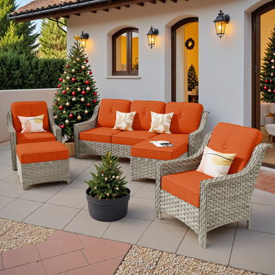 Harper Wicker 7 - Person Patio Conversation Sets with Cushions