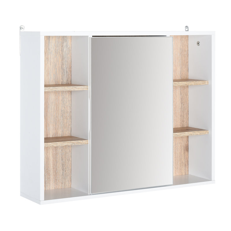 60mm W 49.4mm H Surface Framed Medicine Cabinet Mirror 6 Fixed