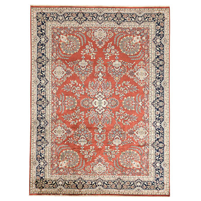 High-Quality Hand-Knotted Red And Blue Area Rug