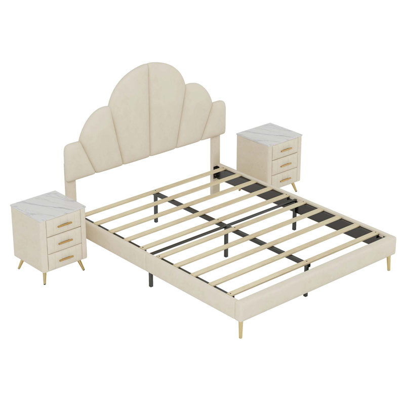 Ensemble de chambre à coucher 3 pièces, Beige