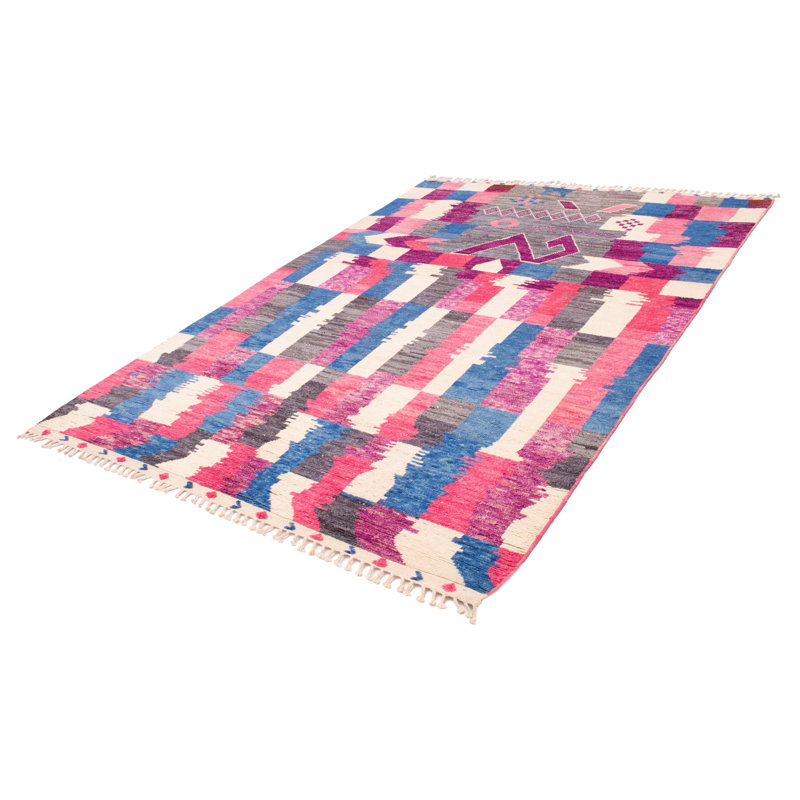 Tapis unique en laine noué à la main rose nouvel âge 9 pi 2 po x 13 pi 0 po Madisyn