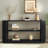 Contemporary Oval Console Table with Ribbed Sides and Two Spacious Open Shelves-315427390