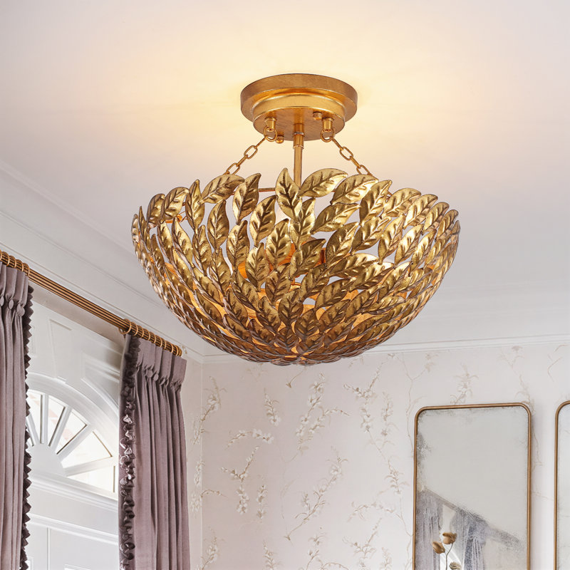 3 - Light Vintage Gold Bowl Semi Flush Mount