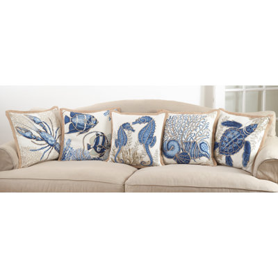 Sea Turtle Cotton Down Filled Throw Pillow