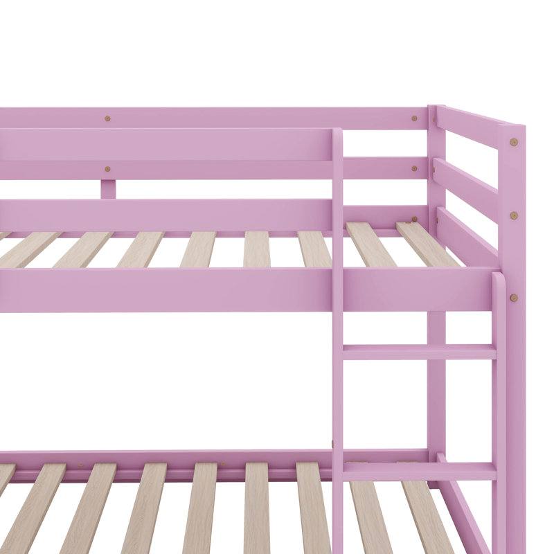 Lit superposé simple au-dessus d'hévéa en bois d'hévéa équipé d'une échelle, Rose