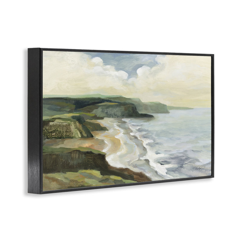 Giclée sur toile de la côte irlandaise noire par Silvia Vassileva, H 12 po x l 18 po, Giclée encadrée noir minuit