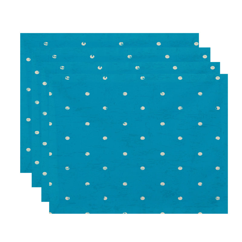 Ensemble de napperons géométriques 4 pièces Wally Dot, Turquoise