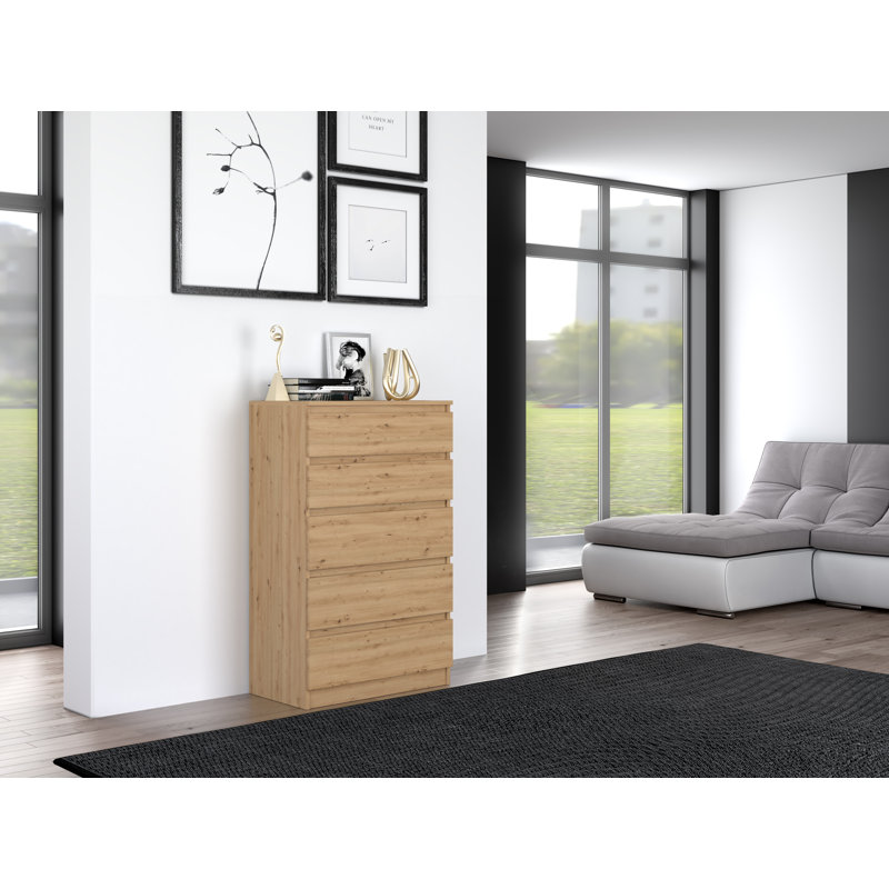 Tonya 5 Drawer 70cm Chest of Drawers, Artisan Oak