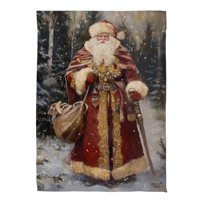 Victorian Santa Suede Garden Flag