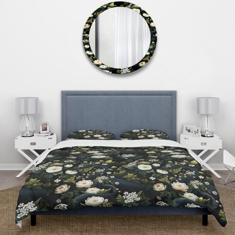 Enchanted Flowers Pattern Symphony I Duvet Cover, King Duvet Cover + 2 King Shams