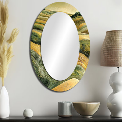 Miroir mural ovale vert