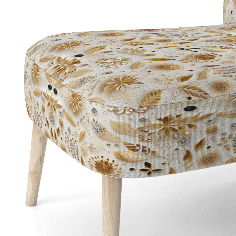 Chaise d'appoint rembourrée moderne blanche et dorée