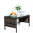 Patio Furniture Coffee Table - Clear Glass, Brown , , 180 Lbs Capacity With Tempered Glass Water