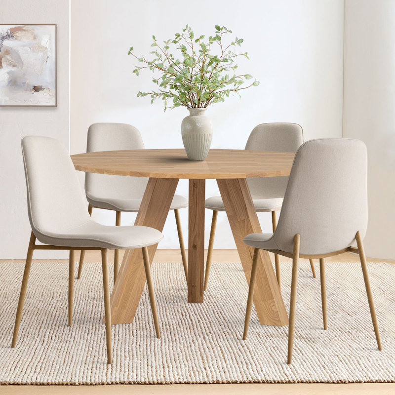 Folmar Upholstered Full Back Side Dining Chair, Beige
