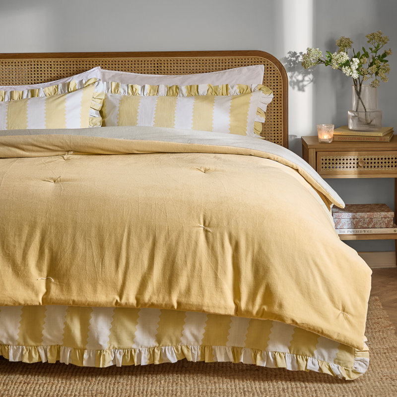 Edie Cotton Solid Colour Bedspread, Yellow