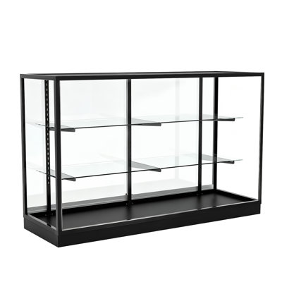 60”d * 20”w * 38”h - Retail Full Vision Showcase - Glass Display Case With Black Aluminum Frame And Led Lights