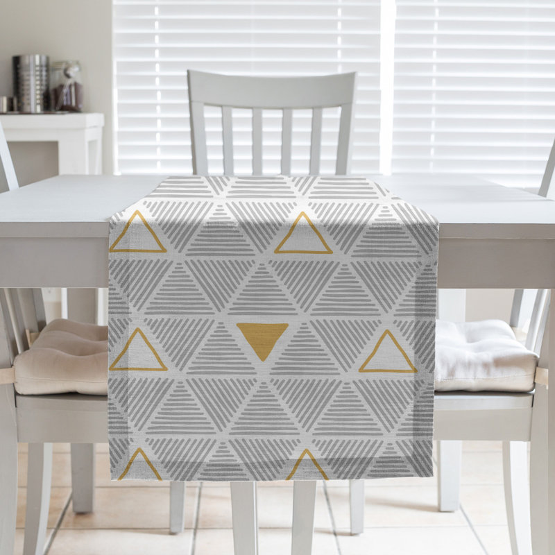 Chemin de table fêtest hol, L 90 po x l 16 po, Gris / jaune, Polyester