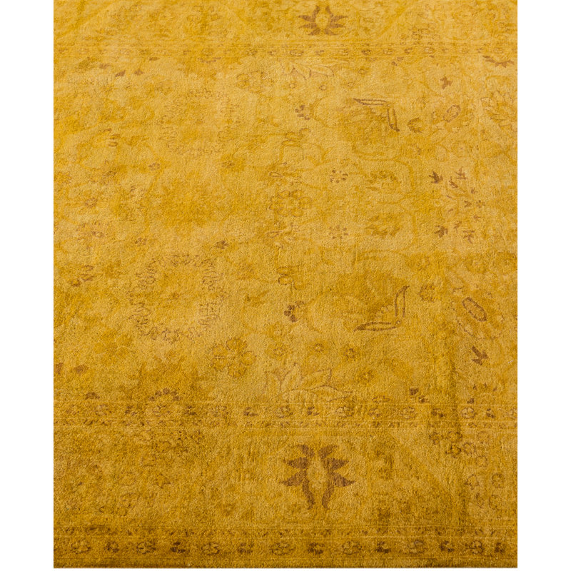 Overdyed Hand-Knotted Wool Modern-Contemporary Gold Area Rug 4' 2" x 6' 2"