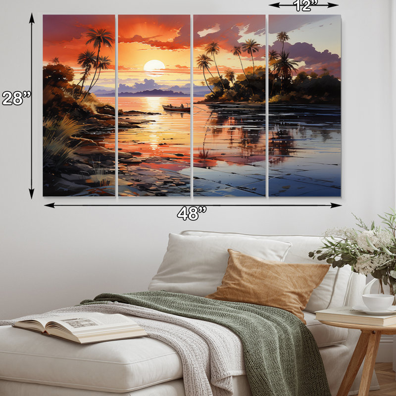 Dominicain lever de soleil sur Saman - ensemble de décoration murale nautique et plage en métal