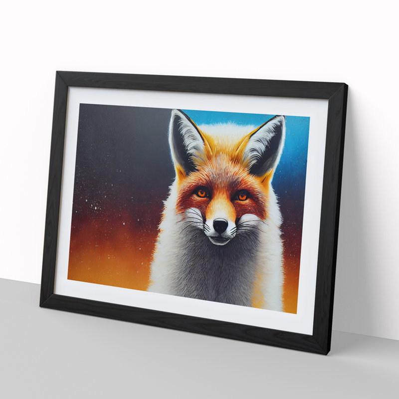 XH1022-10111X Welcoming Fox - Single Picture Frame Print, Black Framed, 25cm H x 34cm W x 2cm D