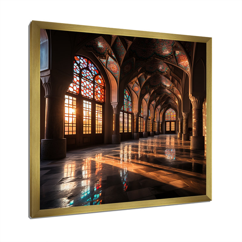«Nasir Al Mulk Mosque», art mural, Encadrement doré, H 36 po x l 36 po x P 1,5 po