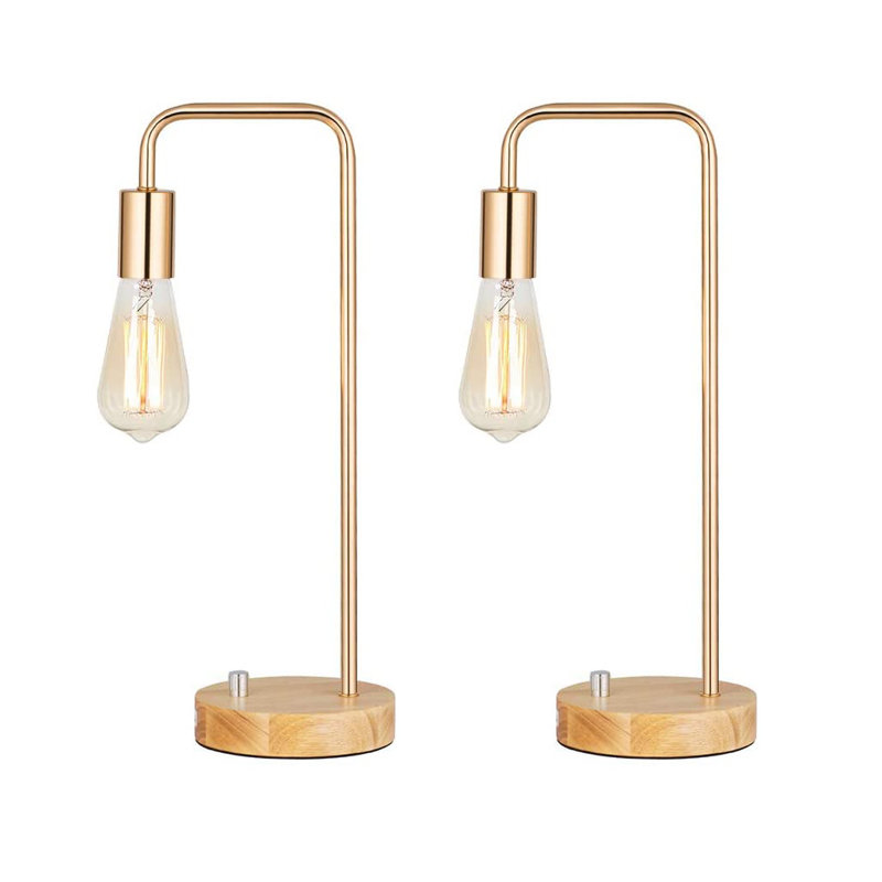 Lampe de chevet dorée, deux lampes en métal, sans ampoules, doré, Or