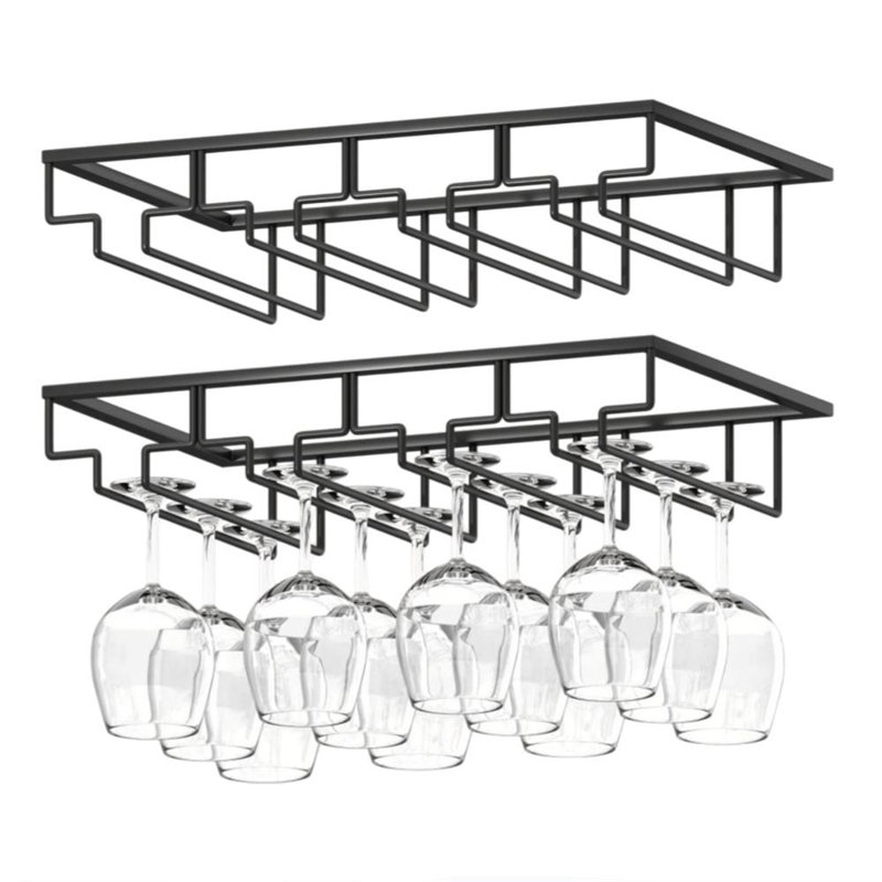 Wall Mounted Wine Glass Rack Black