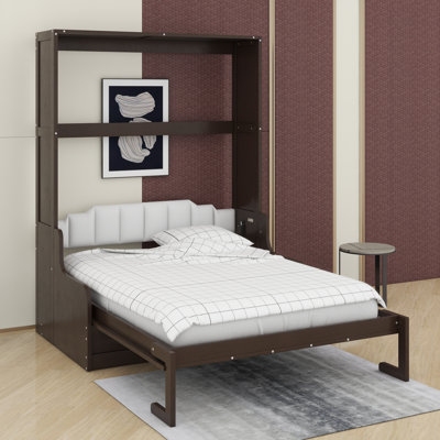 Grand lit escamotable mural avec coussin