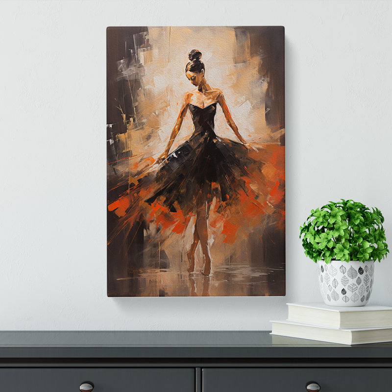 Ballet Dancer Gestural - Wrapped Canvas Print, 50cm H x 35cm W x 3cm D