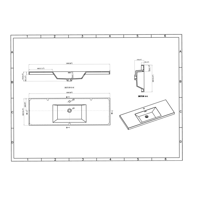 Alma 59" integrated Bathroom Sink