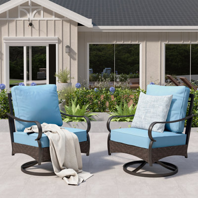 Swivel Patio Lounge Chairs With Cushions (set Of 2)