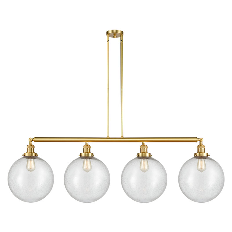 Luminaire sphère suspendu 4 lumières pour îlot de cuisine Berkshire, Grainé, DEL, Laiton antique