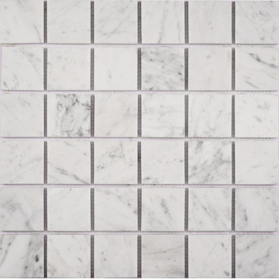 Carrara 2" x 2" Marble Grid Mosaic Wall & Floor Tile