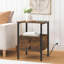 Titre du produit: table de bout avec station de charge, table de chevet avec 2 tiroirs, ports USB et Type-C, table d'appoint rustique brune pour le salon, la chambre à coucher et les petits espaces